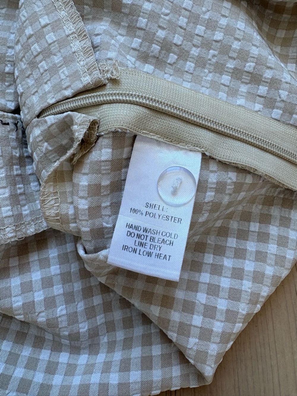 Lulus Tan and White Gingham Square-Neck Crop Top - Large - Picture 7 of 10